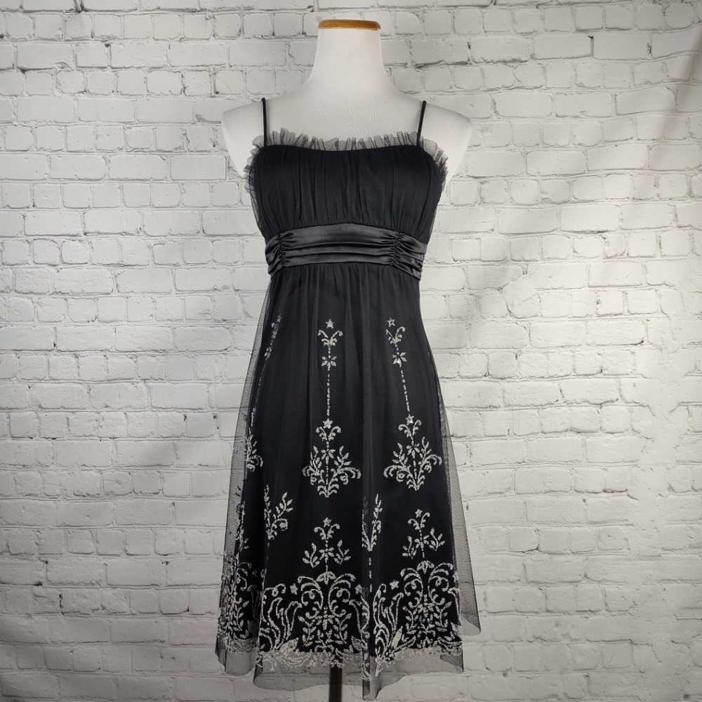 TABOO Dress Black tulle beaded Y2K M Little black dress